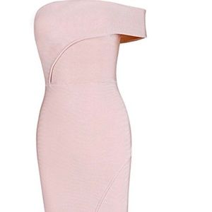 Off Shoulder Front Split Bodycon Bandage Dress
